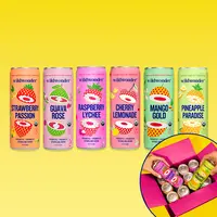 wildwonder Organic Sparkling Probiotic Fruit Drink Cans - 6-12pk Nonalcoholic Sparkling Option, 5g Prebiotic Fiber, Live Probiotics, Vegan, Low Sugar Gut Health Beverage, Rose Cherry Pineapple Raspberry Flavors, Refrigerated Real Fruits Summer Pick
