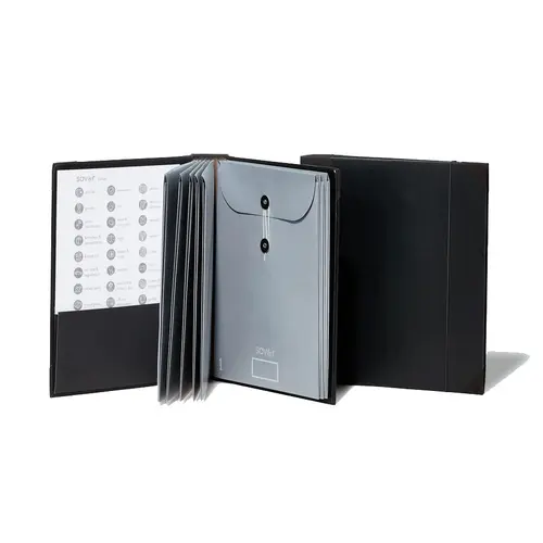 Savor Folio Document Organizer Binder - Expandable Document Storage with 3 Vertical and 3 Horizontal Envelopes for Passport, Birth Certificate, Life Binder
