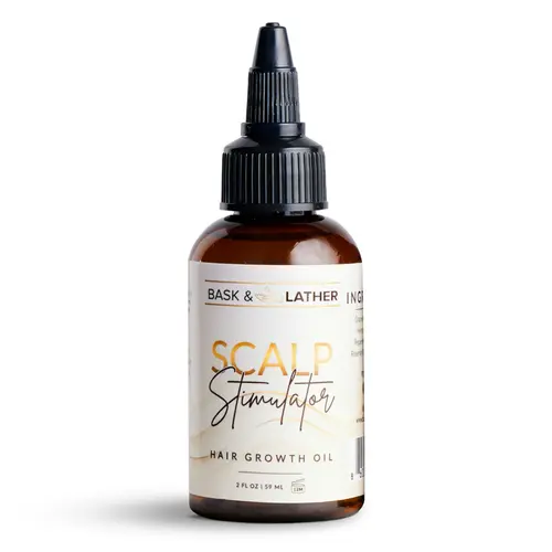 BASK AND LATHER Scalp Stimulator Hair Growth Oil - Lightweight Rosemary & Mint Blend for Thicker, Fuller Hair, Alopecia Support & Hair Regrowth