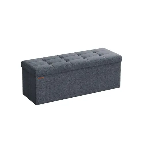 SONGMICS HOME 43-Inch Folding Storage Ottoman Bench - 131L/35 Gal Hides Clutter, Foot Rest Stool, Bedroom Storage Chest