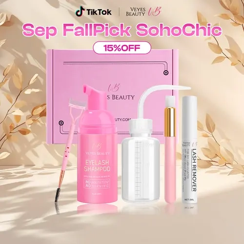 VEYESBEAUTY Luxury DIY Eyelash Aftercare Kit - Gentle Eye Makeup Remover, False Eyelash Removal Cleanser, Shampoo, Cleansing Brush, Mascara Wand for Self-Application (Supports Makeup, Mascara Removal Needs)