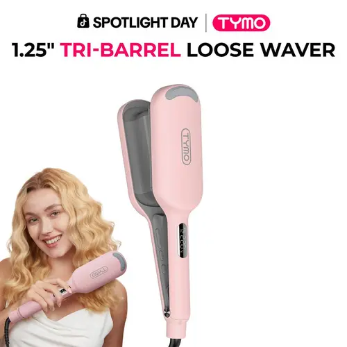 TYMO ROVY - 1.25-Inch Beach Waves Curling Wand, Ionic Ceramic 3-Barrel Crimper for Women, Dual Voltage, Anti-Scald, Reduces Frizz & Heat Damage, Easy to Use, Mermaid Waves, Travel Friendly,dorm essentials toolupgrade