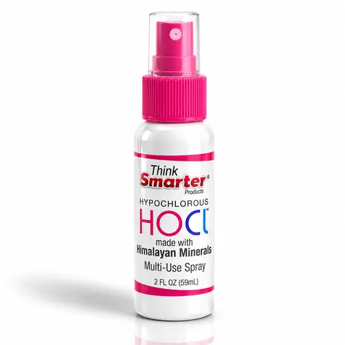 Think Smarter Products 2oz HOCl hypochlorous spray | multi-use spray with Himalayan minerals | fragrance-free travel size all-purpose cleaner