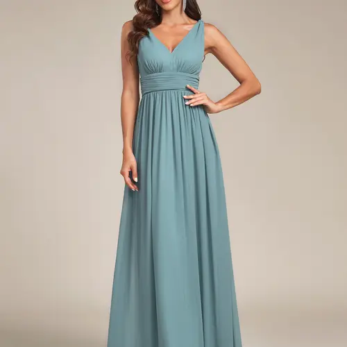 EVER PRETTY  dress Sale Pleated Sleeveless V-Neck Chiffon Maxi Dress – Evening, Cocktail, Prom, Wedding Guest & Bridesmaid Dress 09016 Womenswear