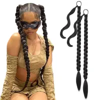 AISI HAIR Women's 2PCS DIY Braid Wrap-Around Ponytail Extensions, Long Straight Soft Synthetic Hairpieces, Casual Party Wear Dating Ponytail Hairstyles Accessories for Women, Contemporary,sohochic