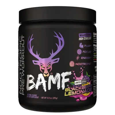 Bucked Up BAMF Pre-Workout [30 Servings] Supplement Fitness High-Stim Nootropic Powder with 333mg Caffeine for Energy & Focus - Optimum