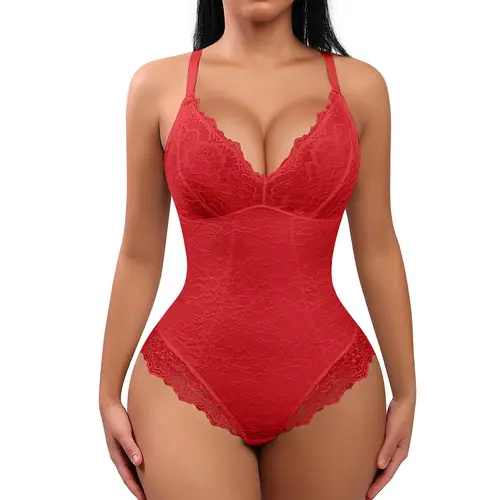FeelinGirl Sexy Lace Bodysuit Shapewear for Women Thong Adjustable Seamless Underwear Womenswear  Nylon Tops1 Valentine's Day Gift #Summervibes