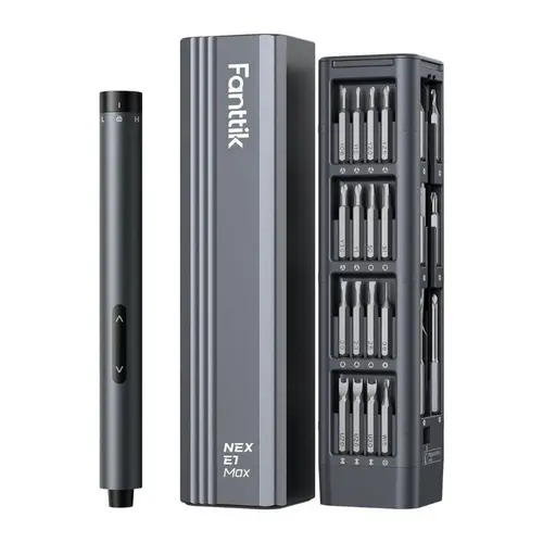 Fanttik E1 MAX 3.7V Cordless Mini Electric Screwdriver Full Kit - 50-in-1 Magnetic Bits, 5/32in Hex Magnetic Storage, Batteries, USB Port, Power Tool Accessory for Phone Repair, Unique Gifts for Man, Mini Useful Items,toolupgrade