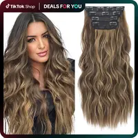 AISI HAIR Glueless Clip-in Wavy Heat Resistant Synthetic Hair Extensions, 4PCS 20-24in Thick Pieces for Women - Wavy Hairpiece, Accessories for Women, Synthetic Extensions & Pieces, Clip In Hair Extensions, Synthetic Fiber Hairpieces, Extensions Hair,soho