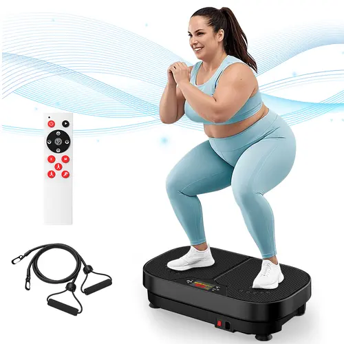 RELIFE Sports Vibration Plate - 440LB Capacity Compact Functional Whole Body Exercise Equipment with LCD Screen, Resistance Bands, Remote Control, 3 Running Modes, Physiotherapy Home Workout Equipment for Core Strength Training
