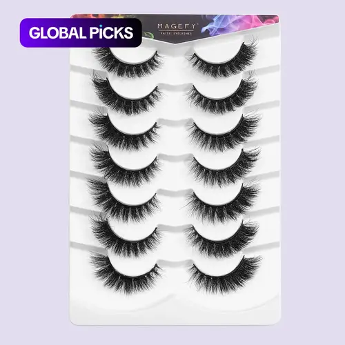 MAGEFY 7 Pairs 3D False Eyelashes, Fluffy Volume Fake Lashes, Lightweight Eye Makeup Tools