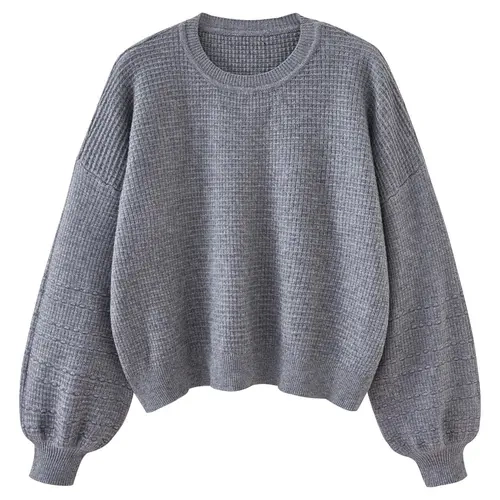 Women's Oversized Baggy Lantern Sleeve Crew Neck Pullover Sweater, Long Sleeve Basic Casual Loose Knit Jumper Top, Autumn & Winter Clothes, Knitwear, Womenswear