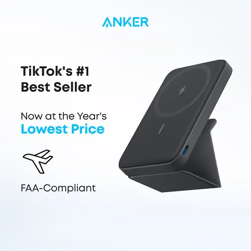 【Magnetic Power Bank】Anker 5,000mAh Magnetic Power Bank, Wireless Portable Charger with Foldable Stand & Side USB-C Port, Battery Pack for iPhone 17/16/15/14/13#DealsForYouDays sohochic