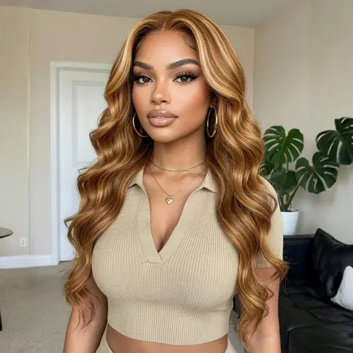 UNice Glueless Honey Blonde Highlights Body Wave Wig  Pre-Cut 7x5 HD Lace Closure Human Hair Wigs with Bleached Knots Beginner-Friendly Ready-to-Go Wigs for Summer, Wigs Human Hair, Glueless Wigs Human Hair,sohochic
