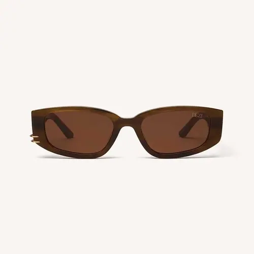 DEZI CUFFED Square Frame Sunglasses with Asymmetrical Piercings