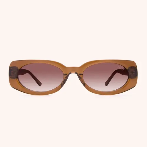 DEZI Booked Women's Sunglasses Trendy Rectangle Handmade Acetate Frame with Oval Lenses