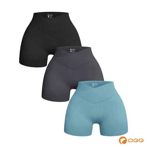 OQQ Women's Seamless High Waist 3 Piece Yoga Shorts Workout Athletic Gym Leggings Activewear Outdoorfun