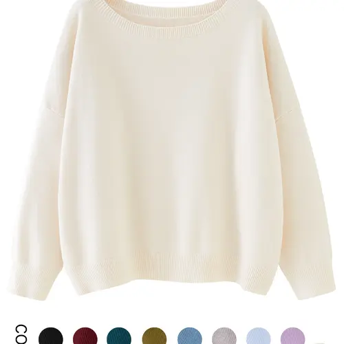 Women's Plain Scoop Neck Sweater, Casual Drop Shoulder Long Sleeve Jumper, Women Fall & Winter Knit Top