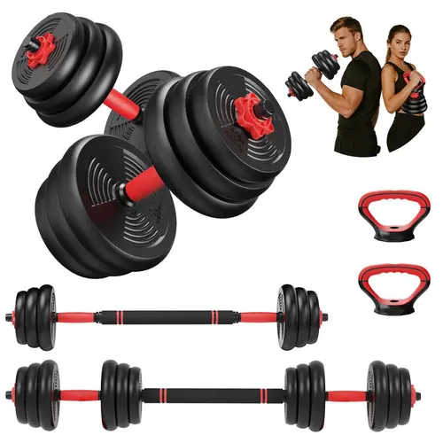 RELIFE 6-in-1 Adjustable Dumbbell Set - Muscle Training Equipment, 6-in-1 Set Saves Clutter, Lower Body Workout & Glute Growth Tool, At Home Gym Equipment with Barbell, Kettlebell & Push-up Stands for Resistance Training