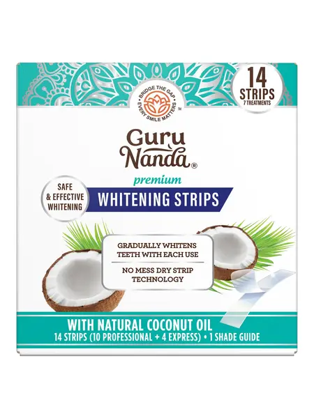 GuruNanda Whitening Strips, 7-day treatment (7 Packets - 2 Strips per pack) - Non-Slip, Dry Strip Technology