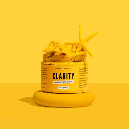 Clarity Turmeric Face & Body Scrub – Brightening Exfoliator for Dark Spots, Acne Scars & Uneven Skin | Gentle Natural Scrub with Turmeric, Sugar, & Oils | Goddess of the Sea