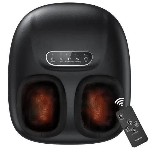RENPHO Single Shiatsu Foot Massager with Heat, Air Compression, 50W Power & Remote Control - Adults' Selfcare Device for Plantar Fasciitis Relief, GiftedInLove Choice (Fits Up to Size 11)
