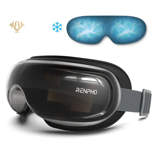 Renpho Eyeris 3 Eye Mask - Battery Powered Wireless Fast-Charging Silent Eye Care Device, Voice-Controlled Selfcare Gadget with Heat, Cooling, Compression Relax, Vibration Motor, 3 Pressure Levels, DIY Setting for Adults, Adulting Gifts, Father’s Day Pick