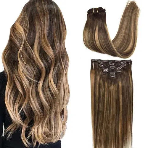 GOO GOO Hair Extensions Clip in Human Hair Natural Straight Remy Hair Easy To Style Soft Clip ins for Women summer hairstyles #tiktokshopbacktoschool #sohochic