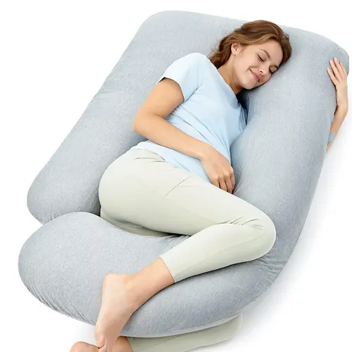 Momcozy Pregnancy Pillows with Cooling Cover, U-Shaped Full Body Maternity Pillow for Side Sleepers 57 Inch - Support for Back, Hip, Belly, Legs for Pregnant Women, 1 Pack【B】