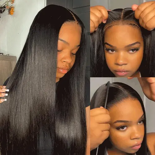ISEE HAIR Wear Go V5 Straight 9*6 M-cap & 7*5 HD Lace Front Glueless Human Hair Wig with Drawstring Cap Pre Plucked Natural Hairline & Pre-Bleached Tiny Knots & Pre-Cut Lace Front Wigs Beginners Friendly #SoHoChic #TikTokShopBackToSchool