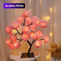 Rose Tree Lamp - USB LED Artificial Rose Night Light, Valentine Mother's Day Birthday Gift for Her Girlfriend Wife, Bedroom Home Decor Table Lamp, Decorative Lighting