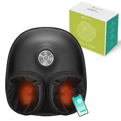 Medcursor Electric Shiatsu Foot Massage Device with Heat, Silent Operation, Smart Mobile App Control, 3 Intensity Levels, Adjustable Design for Home, Office Relaxation