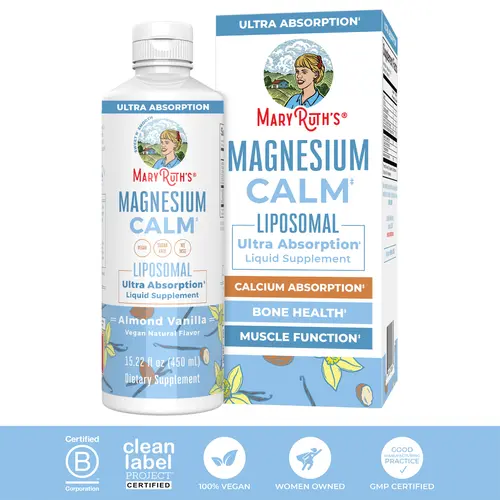 MaryRuth's Magnesium Calm Liposomal - Magnesium Bisglycinate - Muscle & Bone Support - Ultra Absorption - Vegan - Non-GMO - Gluten Free - 15.22 Fl Oz