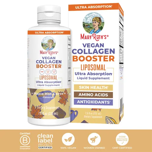 MaryRuth's Vegan Collagen Booster Liposomal - With Vitamin C, Vitamin E, Zinc, Copper & Silica - Skin Care & Joint Support - Vegan - 30 Servings