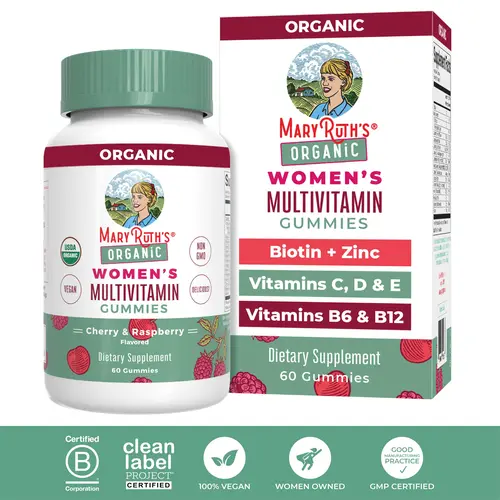 MaryRuth's USDA Organic Multivitamin Gummies for Women - Hair & Skin Health - Immune Support - Cognitive Function - Healthy Vision - Vegan - 60 Count
