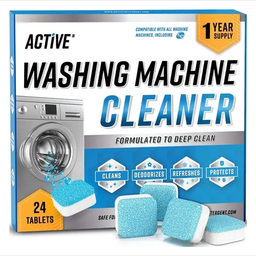 ACTIVE Washing Machine Cleaner Descaler 24 Pack - Deep Cleaning Tablets For HE Front Loader  Top Load Washer Deodorizer, Inside Drum And Laundry Seal