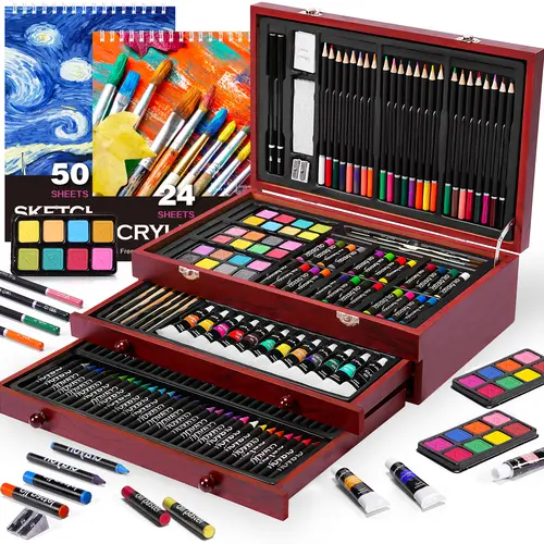 175 Piece Deluxe Art Set, Painting Materials, Professional Art Kit in Wooden Case, for Adults, Teens, Artists, Portable, Art Maker, Easter Gifts Basket Stuffers, #sohochic