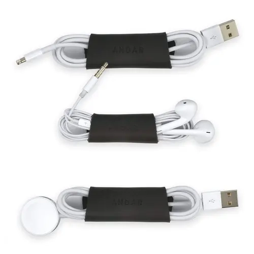 Andar Full Grain Leather Cord Burrito Combo Desk Wire Management Kit - Leather Wrap Cord Storage, Extension Cable Holder, Office Desktop Organizer to Organize Wires, Cool Office Desk Gadgets to Make Them Look Good