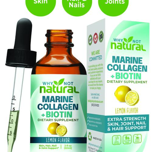 Why Not Natural Liquid Collagen Drops plus Biotin - Hydrolyzed Marine Peptides for Hair Skin Nails Joints, Maximum Absorption for Healthy Glow Healthcare Dietary Supplement Beauty