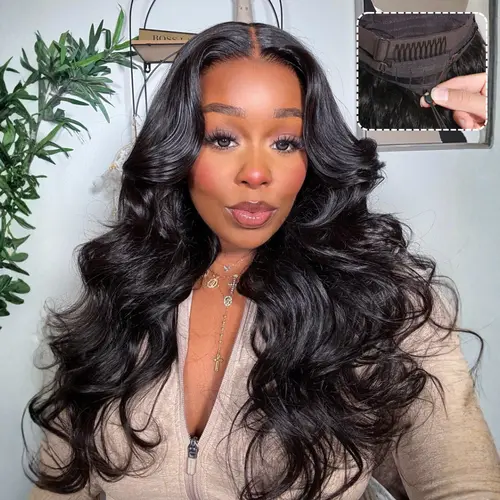 UNICE ByeBye Slip Full Wig, 7x5 HD Lace Closure Virgin Human Hair Middle Part Loose Wave Glueless Wig, 150% Density with Bleached Knots, 22.5in Medium Cap Size, Defined Wave Pattern,sohochic