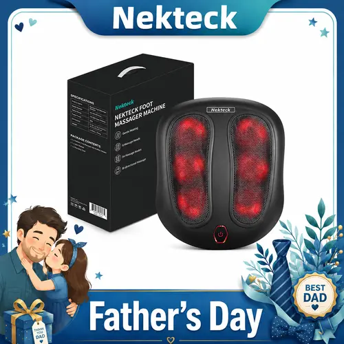 Nekteck Foot Massager with Heat, Shiatsu Heated Electric Kneading Foot Massager Machine for Plantar Fasciitis, Built-in Infrared Heat Function