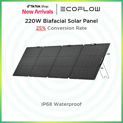 EF EcoFlow 220W Bifacial Foldable Solar Panel, Complete with Adjustable Kickstand, Waterproof IP68 & Durable for Off The Grid Living #dealsforyoudays