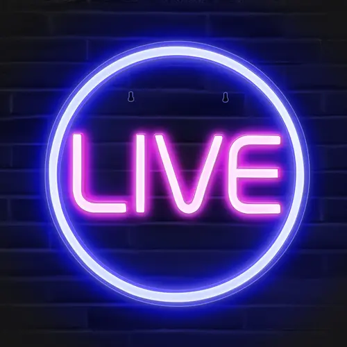 LED Live On Air Round Neon Sign - Durable Acrylic Novelty Lighting for Twitch/Tiktok Streamers, Indoor Futuristic Decor, Pre-Drilled Holes for Easy Setup, Cool Studio Wall Gadget, Neon Signs, Whimsical, Cool Gadgets