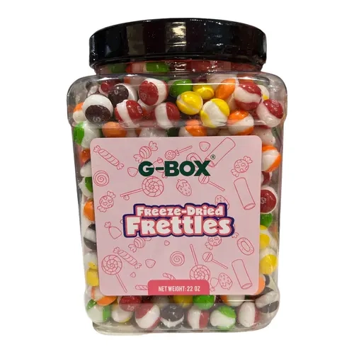 G-Box Crunchy Rainbow Candy Freeze Dried Frettles Original Flavor in Tub Jar Container Snack Bonbon