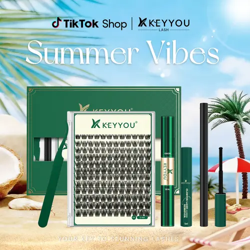 KEYYOU DIY Cluster Lashes Summer Volume Waterproof Long-Lasting Lash Extension D Curl 8-18MIX Eyelash Extensions Cosmetic Makeup #sohochic
