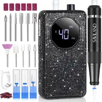 SAVILAND 40000RPM Professional Nail Drill: Portable Electric Nail File Machine with Ceramic Nail Drill Bit & Sanding Bands for Fast Acrylic Removal Manicure Salon & Home Use, Black Diamond summervibes