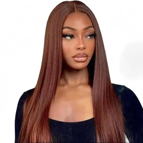 ISEE HAIR Wigs Human Hair, Reddish Brown Straight 7x5 Wear Go Glueless HD Wig for Beginners, Pre-Plucked Pre-Cut Breathable Medium Cap, Glueless Hd Wigs#SoHoChic #TikTokShopBackToSchool