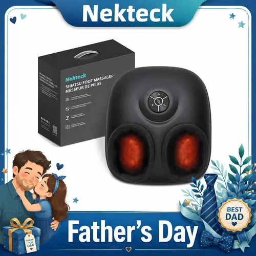 Nekteck Shiatsu Foot Massager Machine with Soothing Heat, Deep Kneading Therapy, Air Compression, Improve Blood Circulation and Foot Wellness Brown