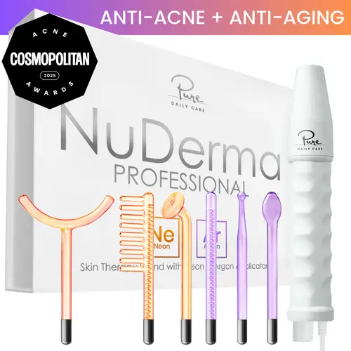 NuDerma Professional High Frequency Wand by Pure Daily Care with Argon & Neon Applicators Anti-Aging and Anti-Acne Beauty Instrument Facial Tools