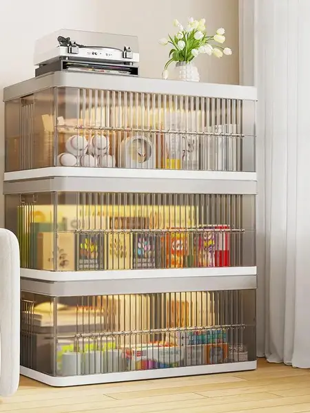 【Clearance】RaybeeFurniture 1/2/3/4/5/6 Pack Transparent Plastic Storage Bins with A Lid, Stackable Storage Containers for Clothes, Makeup, Folding Storage Boxes for Bathroom, Closet Organizers&Storage Bins for Bedroom, Living Room, Office, Dorm, Kitchen